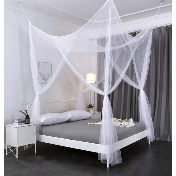 OctoRose 4 Poster Bed Canopy Netting Functional Mosquito Net Full Queen King