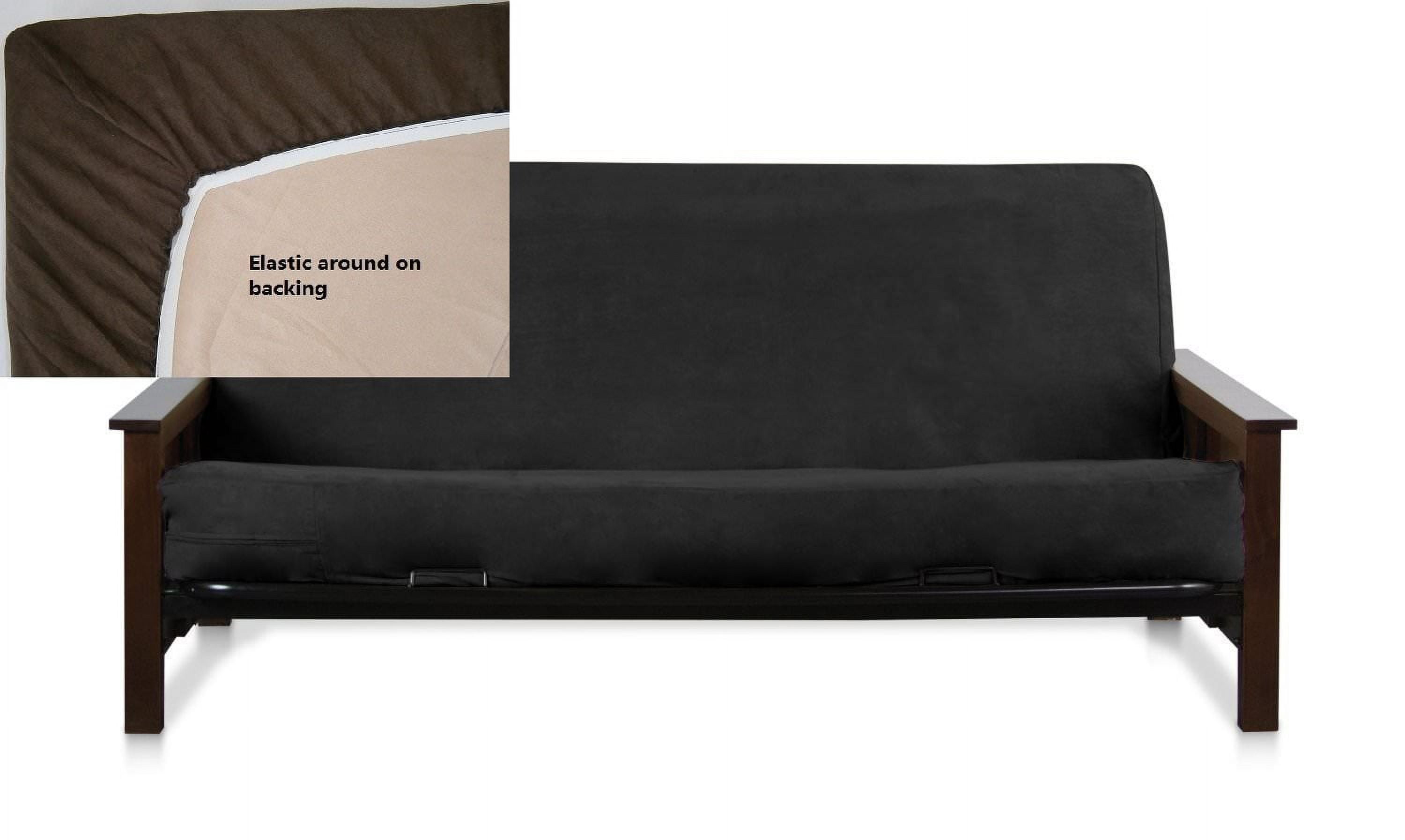 OctoRose  Easy Fit Fitted Futon Cover | Bonded Micro-Suede Slipcover | Sofa and Day Bed Elastic Mattress Cover | Machine-Washable  Couch Protector | Fits Queen-Sized Bed (60x80x10", Black)