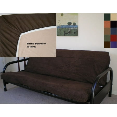 OctoRose Easy Fit Fitted Futon Cover | Bonded Micro-Suede Slipcover | Sofa and Day Bed Elastic Mattress Cover | Machine-Washable Couch Protector | Fits Queen-Sized Bed (60x80x10", Brown)