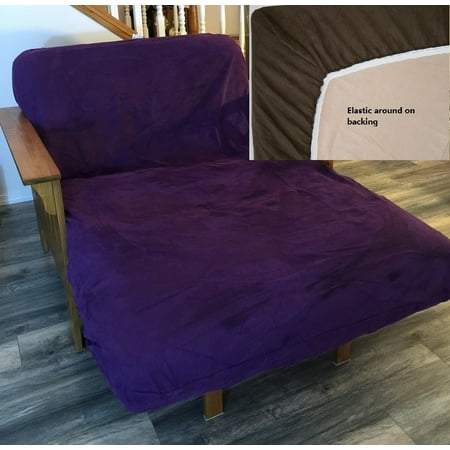 OctoRose Easy Fit Fitted Futon Cover | Bonded Micro-Suede Slipcover | Sofa and Day Bed Elastic Mattress Cover | Machine-Washable Couch Protector | Fits Twin-Sized Bed (39x75x8", Purple)
