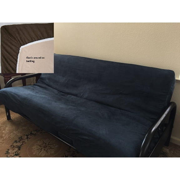 OctoRose Easy Fitted Bonded Classic Soft Micro Suede Futon Mattress Cover Full Size Navy Blue