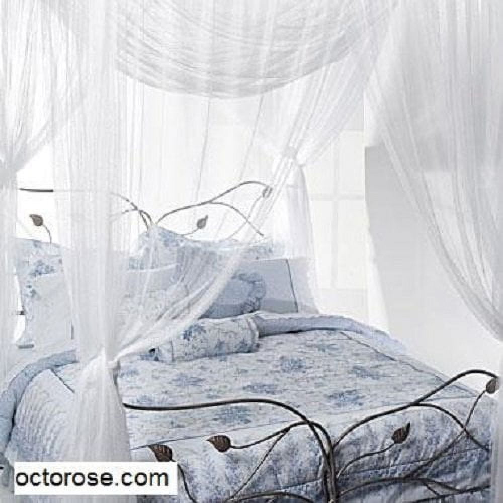 OctoRose Four Post Mosquito Net for Bed Canopy-Fits All Beds Queen, King, California King Beds-Indoor & Outdoor Use-Great for Hammock Mosquito Net and Daybed Canopy Bed Curtains-76"x86"x96"-Cream