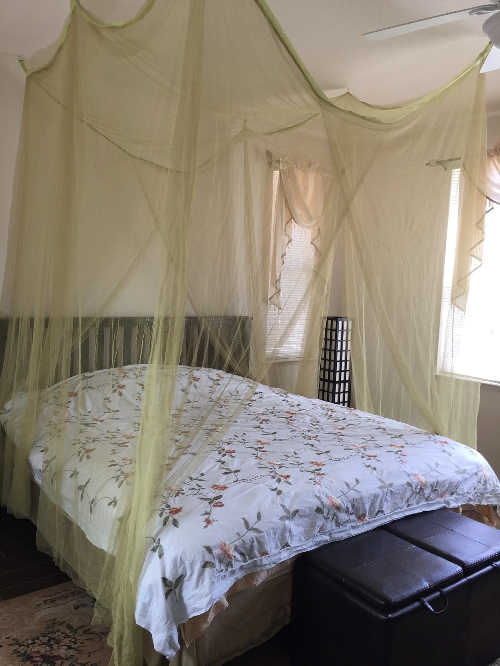 OctoRose Four Post Mosquito Net for Bed Canopy-Fits All Beds Queen, King, California King Beds-Indoor & Outdoor Use-Great for Hammock Mosquito Net and Daybed Canopy Bed Curtains-76"x86"x96"-SageGreen
