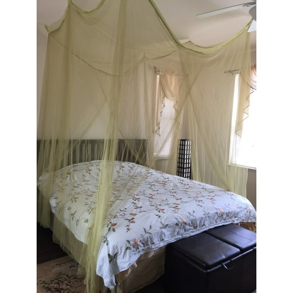OctoRose Four Post Mosquito Net for Bed Canopy-Fits All Beds Queen, King, California King Beds-Indoor & Outdoor Use-Great for Hammock Mosquito Net and Daybed Canopy Bed Curtains-76"x86"x96"-SageGreen