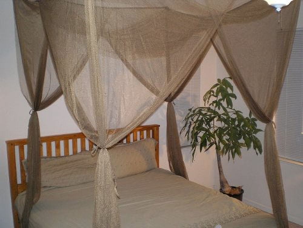 OctoRose Four Post Mosquito Net for Bed Canopy-Fits All Beds Queen, King, California King Beds-Indoor & Outdoor Use-Great for Hammock Mosquito Net and Daybed Canopy Bed Curtains-76"x86"x96"-Brown