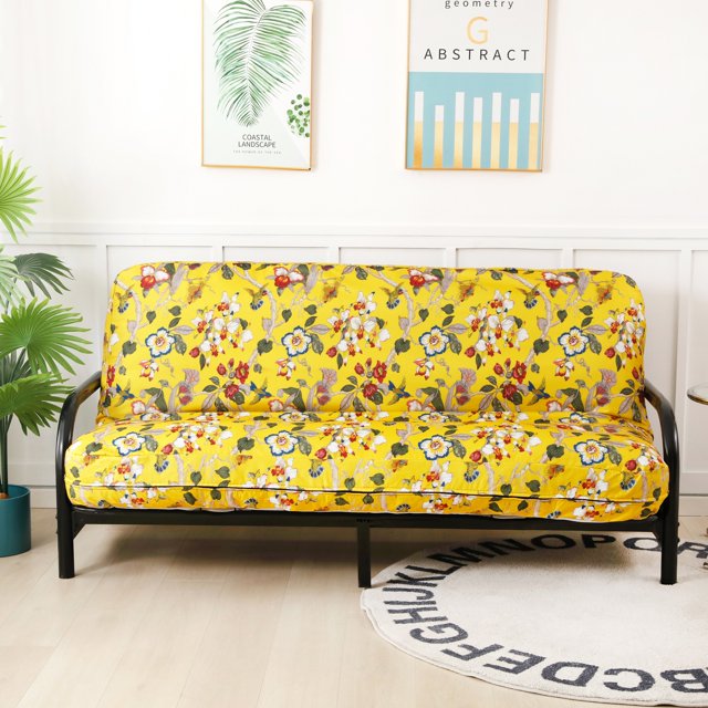 OctoRose Full Size 3 Side Zipper Linen Yellow Birds Printing Futon