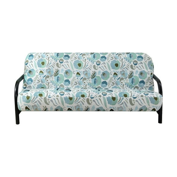 OctoRose Full Size 3 Side Zipper Upholstery Chenille Beige/Green/TealBlue/Grey Futon Cover Slipcover/Sofa Day Bed Mattress Cover Couch Protector (Chenille-Green-Spots)