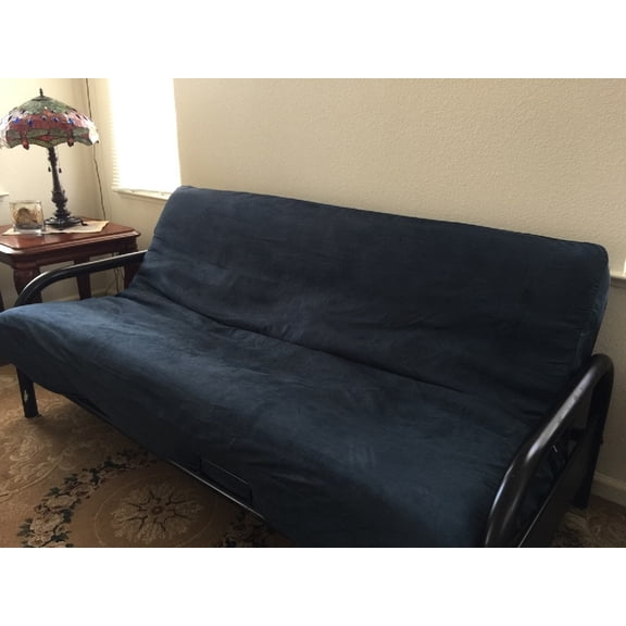 OctoRose Full Size 54x75x8inch 3 Side Zipper Classic Soft Micro Suede Futon Cover/Slipcover/Sofa Day Bed Mattress Cover Couch Protector (Cover ONLY) (NavyBlue )