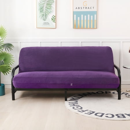 OctoRose Full Size 54x75x8inch 3 Side Zipper Classic Soft Micro Suede Futon Cover Sofa Day Bed Mattress Cover (Cover ONLY) (Purple )