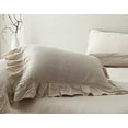 thumbnail image 1 of OctoRose Nature French Flax Linen Ruffle Pillow Case Pillow Shams with 4" Ruffle Around Queen Size 1 Piece Per Order (White), 1 of 6