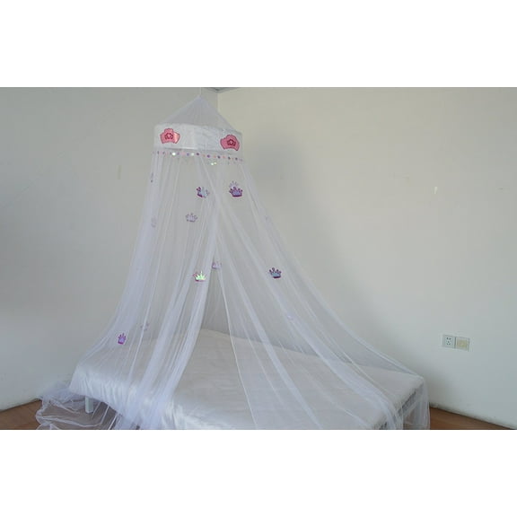 OctoRose Princess Crown Bed canopy , mosquito net for crib, twin, full, queen or king size (White)