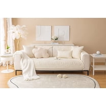 OctoRose Super Soft Cotton Pre-washed Quilted Sofa Couch Throw Sectional Sofa Armrest Cover 26x26 inch Beige