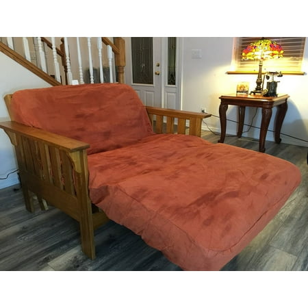 OctoRose Twin Size 39x75x8inch 3 Side Zipper Classic Soft Micro Suede Futon Cover/Slipcover/Sofa Day Bed Mattress Cover/Machine Washable Couch Protector (Cover ONLY) (Rust)