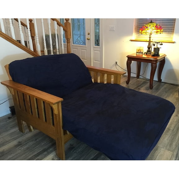 OctoRose Twin Size 39x75x8inch 3 Side Zipper Classic Soft Micro Suede Futon Cover/Slipcover/Sofa Day Bed Mattress Cover/Machine Washable Couch Protector (Cover ONLY) (Navy)