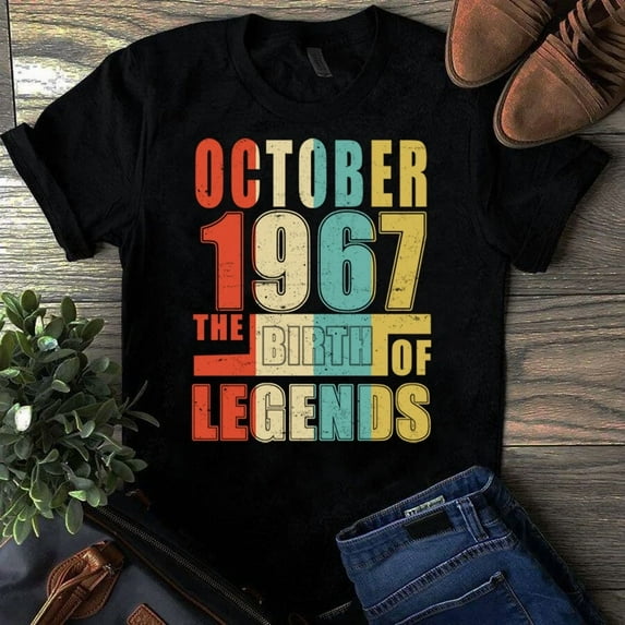 October 1967 Birth of Legends Retro Classic Birthday Year Pride Unisex T-Shirt, up to size 5XL