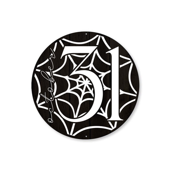 October 31 Spider Web Halloween Aluminum Metal Decor Sign - 12" Round