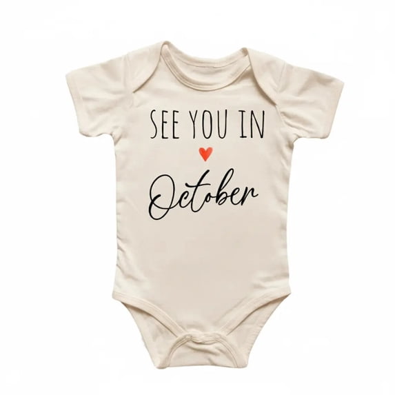 October Announcement Newborn Baby Bodysuit