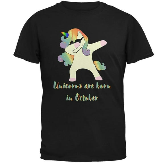 October Birthday Dabbing Unicorn Sunglasses Mens T Shirt
