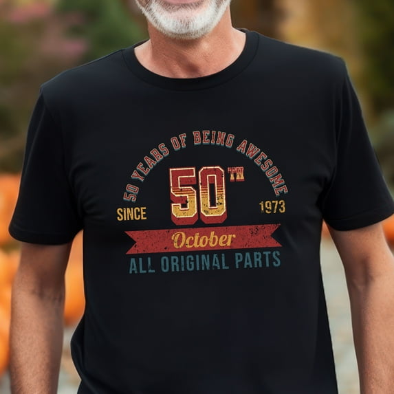 October Birthday Shirt, Vintage October 1973 Shirt, 50Th Birthday Gifts For Women, Hello 50 Shirt, 50Th Birthday Gift For Men (Colors:Athletic Heather; Sizes:S;)