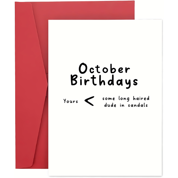 October Birthdays Card – Funny Greeting Card with Humorous Design - Envelope Included, Blank Inside – Perfect for Friends and Family Celebrating October Birthdays