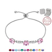 October Birthstone Bracelet 925 Sterling Silver Bracelets Pink Tourmaline Jewelry Women Mother Wife Christmas Birthday Valentines Gifts for Her