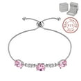 thumbnail image 1 of October Birthstone Bracelet 925 Sterling Silver Bracelets Pink Tourmaline Jewelry Women Mother Wife Girls Christmas Birthday Valentines Gifts for Her, 1 of 10