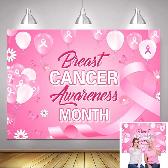 October Breast Cancer Awareness Month Beautiful Backdrop Pink Ribbon Butterfly Breast Cancer Awareness Party Decorations Banner Hope Faith Strength Courage Survivor Theme Party Background