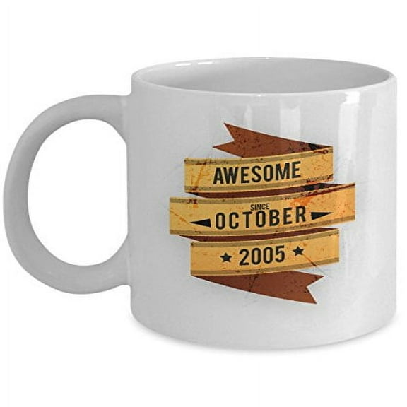 October 11 oz Coffee Mug - Awesome Since 2005 White Ceramic Gift