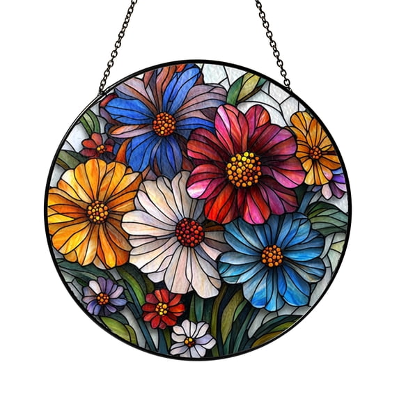 October Flower Window Suncatcher, Faux Glass Inspired Cosmos Design for ...
