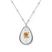 October Infinity Birth Month Flower Oval Necklace Jewelry Gift for Family