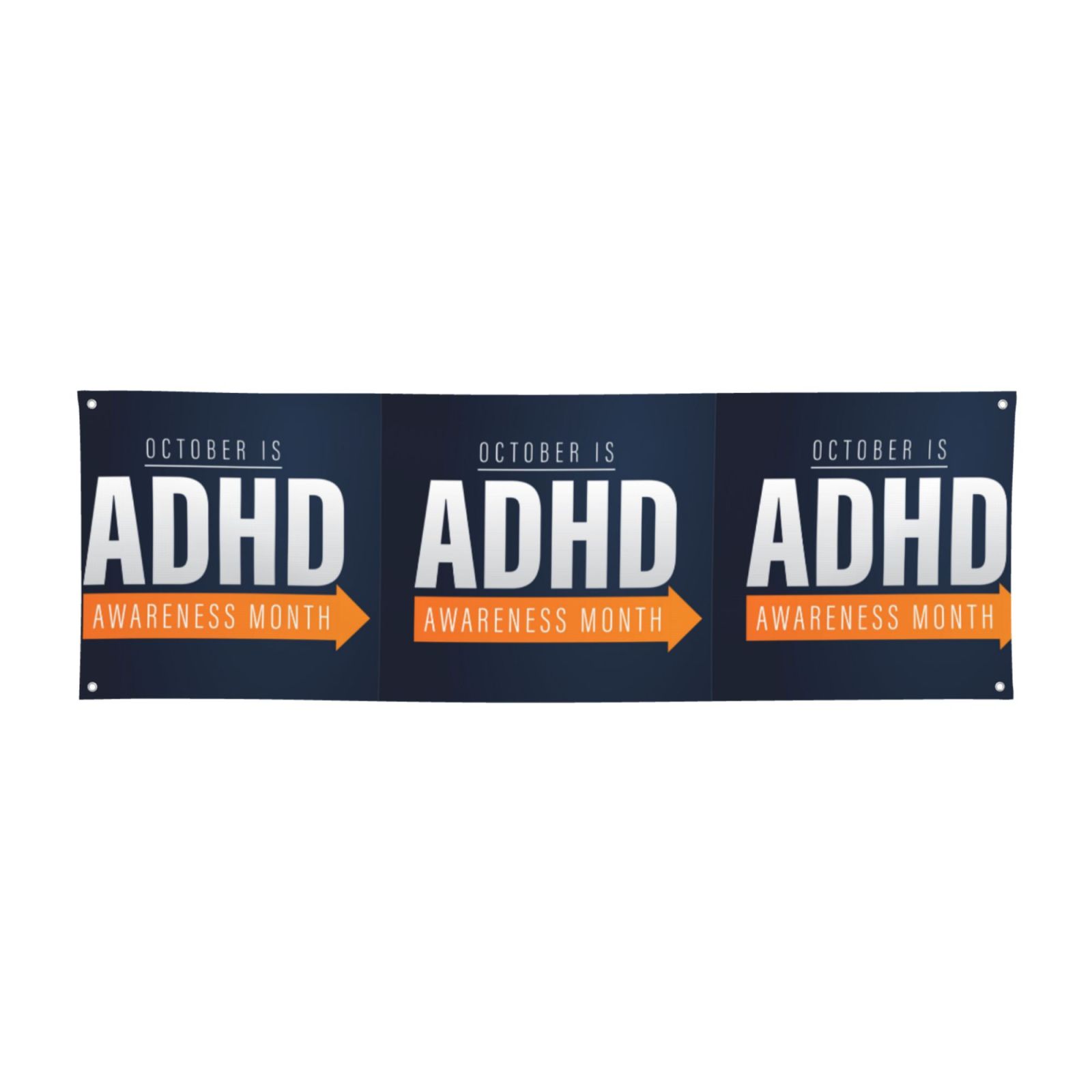October Is Adhd Awareness Month Orange Ribbon Large Banner Party ...