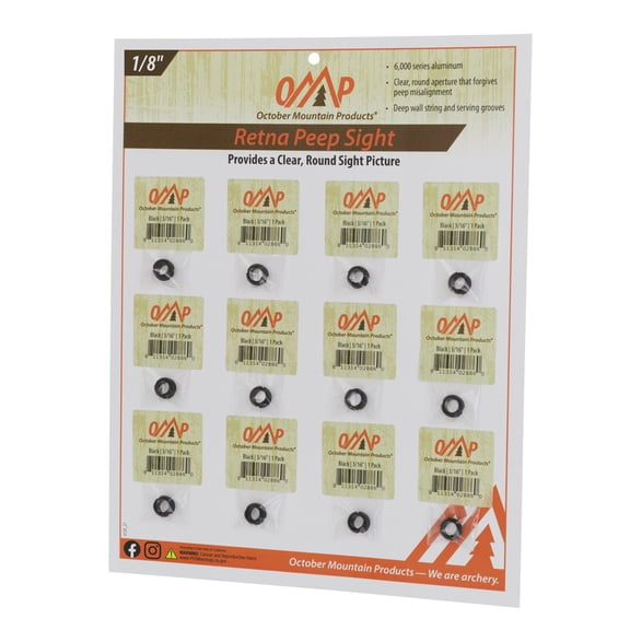 October Mountain Retna Peep Sight Black 1/8 In. 12 Pk.