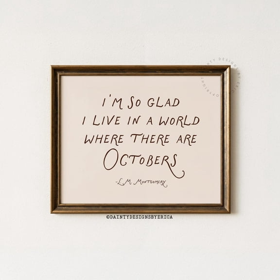 October Quote Fall Wall Art Cozy Autumn Decor, Unframed Paper Print