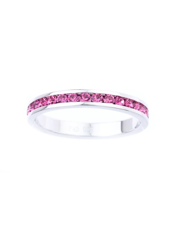 October Swarovski Crystal Birthstone Stackable ring in Sterling Silver