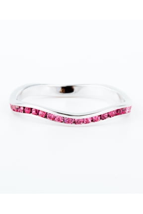 October Swarovski Crystal Stackable ring in Sterling Silver