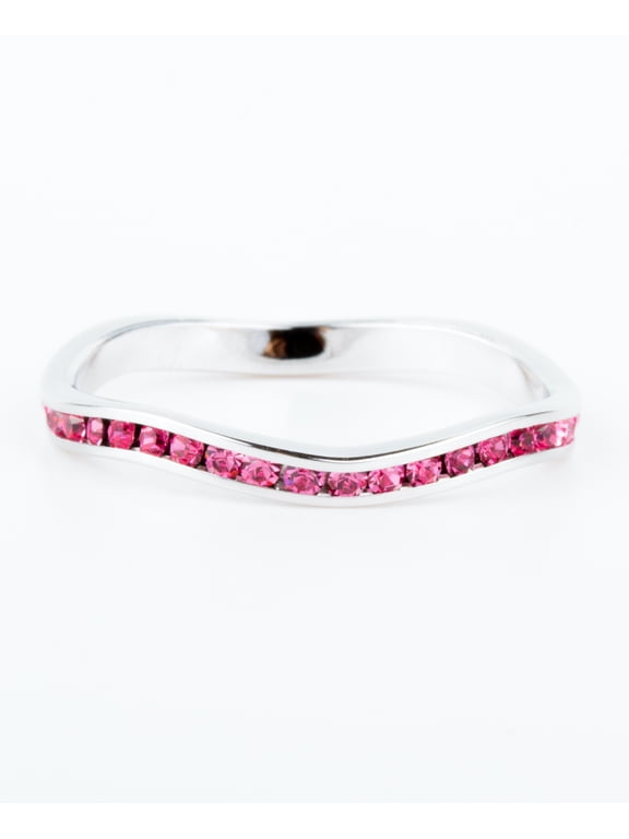 October Swarovski Crystal Stackable ring in Sterling Silver