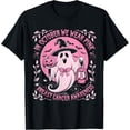 thumbnail image 1 of October We Wear Pink Ghost Halloween Pumpkins Breast Cancer T-Shirt, 1 of 3