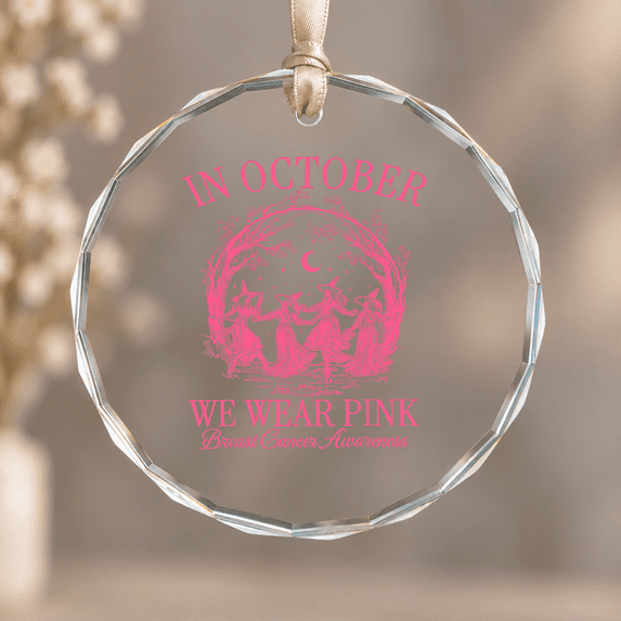 October Witch Cottagecore Ornament, Hanging Decor, Circle Glass ...