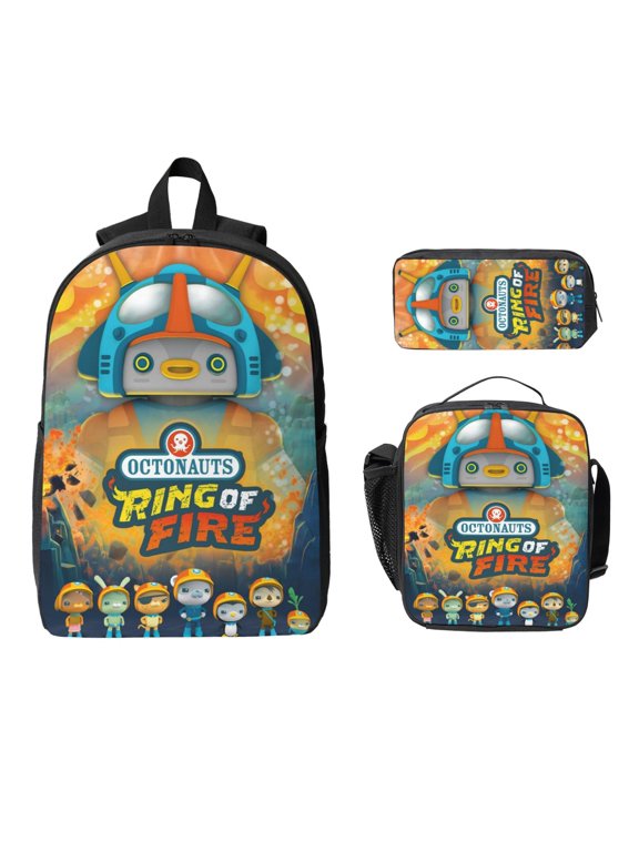 Octonaut 3 Pcs Backpacks Set With Lunch Bag And Pencil Case Casual Bookbag Lunch Box Pencil Box