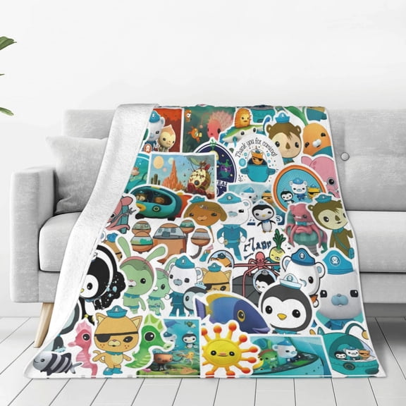 Octonauts-1 (2) Travel Fleece Plush Blankets for Home Bed Couch Livingroom, Black