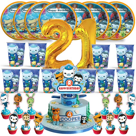 Octonauts Birthday 21th Cups Party Supplies Plates Fans Decorations Cake Topper Decor