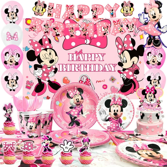 The Cartoon Birthday Decorations,113 Pcs Cartoon Party Decorations&Tableware Set- The Cartoon Birthday Banner Balloons Cake Topper Plates Cups Tablecloth etc Cartoon Party Supplies