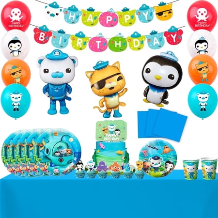 The Octonauts Birthday Decorations,The Octonauts Party Decorations&Tableware Set- The Octonauts Birthday Banner Balloons Cake Topper Plates Cups Tablecloth etc The Octonauts Party Supplies