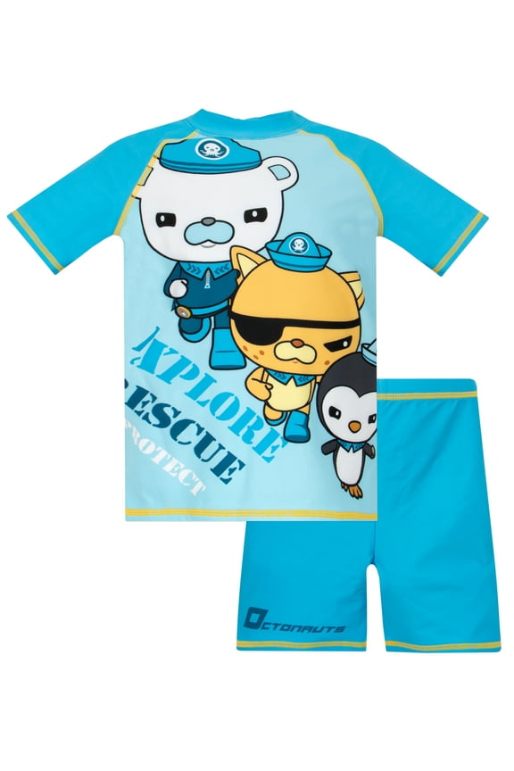 Boys Rash Guard and Swim Shorts Set Blue Sizes 2T-6