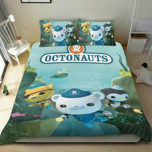 Octonauts Comforter Set Cartoon 3 Piece Bedding Set Cute Duvet Cover Sets Super Soft Girls Bedding Set Kids Bedroom Gifts,1 Duvet Cover with 2 Pillowcases Twin