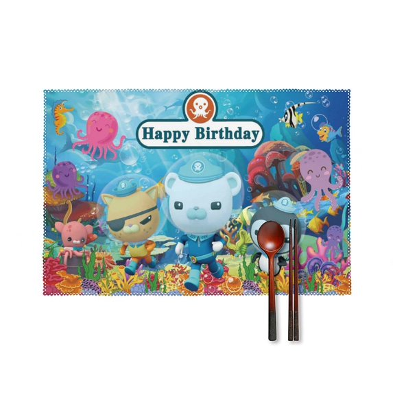 Octonauts Placemats Set of 4, Decorative Place Mats for Kitchen Table Indoor/Outdoor Washable Placemat Wipeable Dining Table Mats