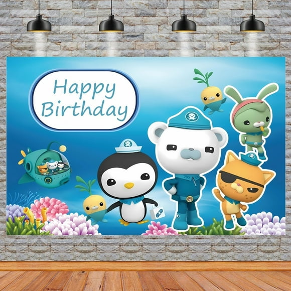 Octonauts Theme Birthday Flag Background Banner Children's Party Decoration supplies Photography Photo Prop ,70.8x43.3inch.
