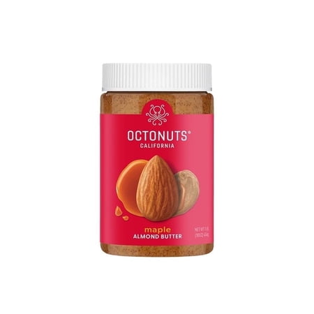 Octonuts Dry Roasted Maple Almond Nut Butter 16oz - Pure Creamy Nut Butter - Delicious Vegan Foods - Gluten Free, Vegan, Kosher, Non-GMO Nut Butters