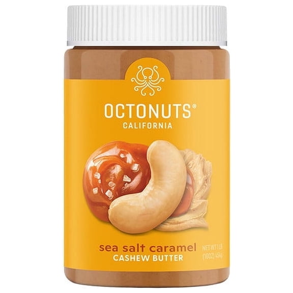 Octonuts Dry Roasted Sea Salt Caramel Cashew 16oz Nut Butter - Pure Creamy Nut Butter - Heart Healthy and Delicious - Gluten Free, Vegan, Kosher, Paleo, Non-GMO Nut Butters