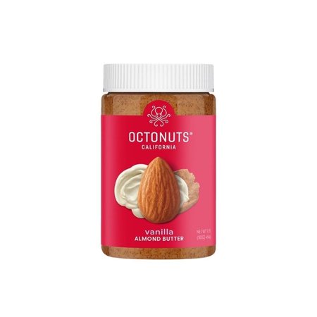 Octonuts Dry Roasted Roasted Vanilla Almond Nut Butter 16oz - Pure Creamy Nut Butter - Heart Healthy and Delicious Foods - Gluten Free, Vegan, Kosher, Non-GMO Nut Butters